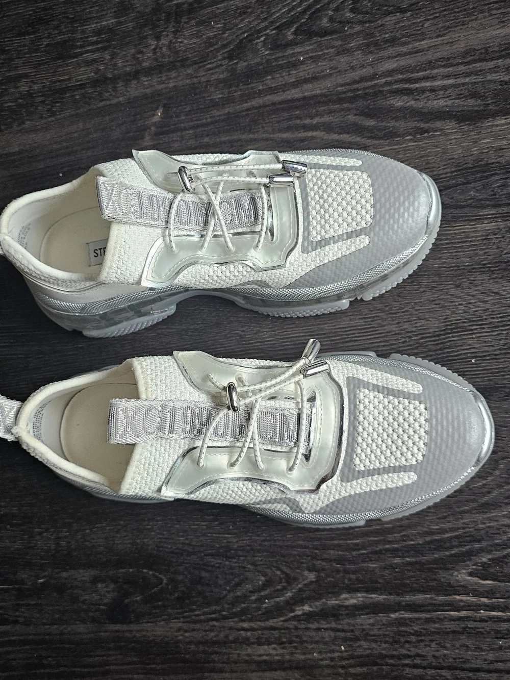 Steve Madden White & Silver Athletic Sneakers - Picture 1 of 7